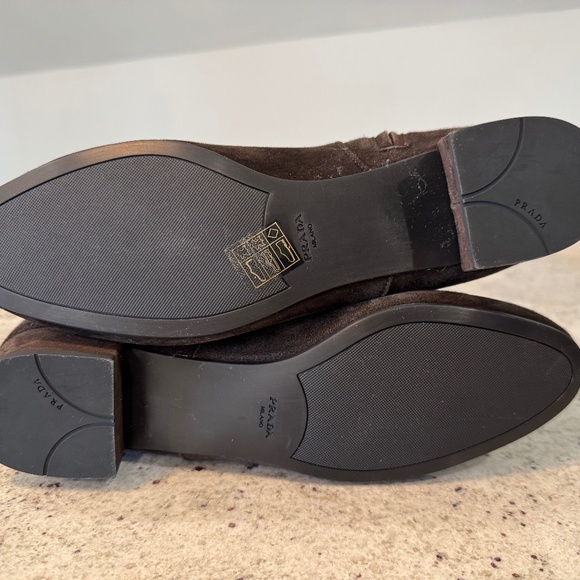 Prada Chocolate Brown Suede Knee High Boots  Size 39 NWOT - Picture 3 of 6